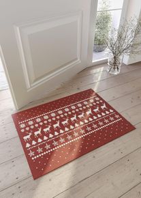Paillasson avec imprimé de Noël en rouge35x55 cm, Couleur/Motif: rouge imprimé, bonprix