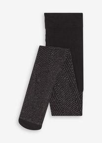 Collant 20den transparent &agrave; motif brillant en noir, Taille 36/38 (S), Couleur/Motif: noir/dor&eacute;, bonprix