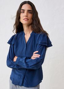 Bluse mit Seidenanteil in blau, Gr&ouml;sse 46, bonprix