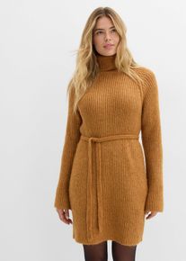 Kurzes Ripp-Strickkleid mit Rollkragen in braun, Gr&ouml;sse 44/46 (L), bonprix