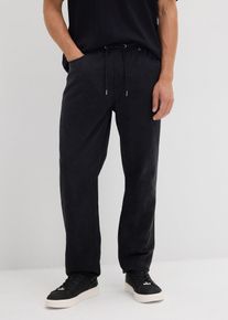 Relaxed Fit Schlupfhose aus reinem Baumwoll-Twill Tapered in schwarz, Grösse 56, 100% Baumwolle, bonprix