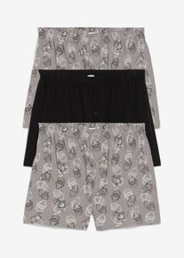 weite Boxershorts mit Bio-Baumwolle (3er Pack) in grau, Grösse 7 (XL), 100% Baumwolle, bonprix
