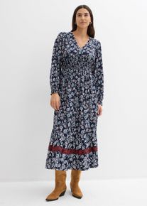 Maxikleid aus fließender Viskose in blau, Grösse 46, bonprix
