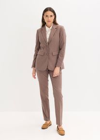 Tailleur pantalon (2 pces) en marron, Taille 50, Couleur/Motif: brun argile/beige naturel rayé, bonprix