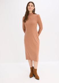Ripp-Jerseykleid aus Viskose-mix in braun, Gr&ouml;sse 36/38 (S), bonprix
