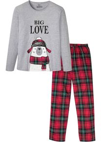 Pyjama mit Bio-Baumwolle und langen Ärmeln in grau, Grösse 44/46 (S), bonprix