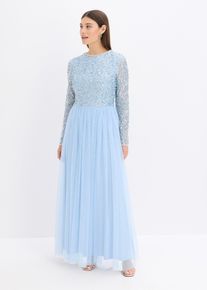Maxikleid mit Paillettenstickerei in blau, Grösse 34, bonprix