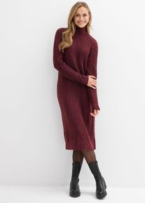 Robe en maille &agrave; motif torsad&eacute; en rouge, Taille 48/50 (XL), Couleur/Motif: bordeaux, bonprix