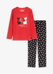 Pyjama mit Schlafmaske in rot, Grösse 44/46 (L), 100% Baumwolle, bonprix