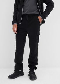 Fleece-Cargohose Regular Fit in schwarz, Grösse 140/146, bonprix