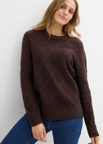 Oversize-Pullover aus Zopfstrick in braun, Grösse 44/46 (L), bonprix