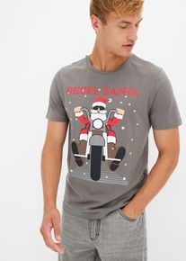 T-Shirt mit Weihnachtsmotiv aus reiner Bio-Baumwolle in grau, Grösse 56/58 (XL), 100% Baumwolle, bonprix
