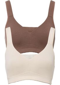 T-Shirt BH ohne Bügel mit Baumwolle (2er Pack) in beige, Grösse 85B, 95% Baumwolle, bonprix