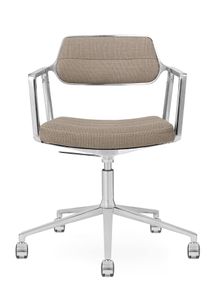 Vipp453 / Vipp 453 Swivel Chair Stuhl Vipp Dark sand Textil / polierter Aluminiumrahmen mit Rollen