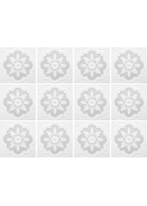 queence, queence Fliesenaufkleber &raquo;Mosaik Muster&laquo; Stickerfliesen, selbstklebend, Sticker, 12er Set, grau, Dekorfolie, B/H/T: 15 cm x 15 cm x 0,1 cm