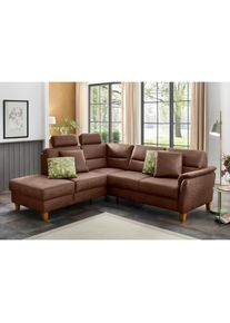 Ecksofa »Palmera L-Form, B: 236 cm« optional Bettfunktion & Bettkasten, Federkern , braun , Home Affaire