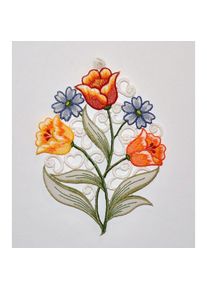 "Stickereien Plauen, Fensterbild &raquo;Fr&uuml;hlingsstrauss Fensterbild&laquo; Fensterbild ""Fr&uuml;hlingsstrauss"", wei&szlig;, Polyester"