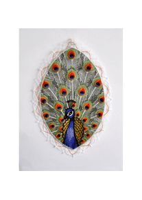 Stickereien Plauen, Fensterbild &raquo;Pfau&laquo;, bunt, Polyester