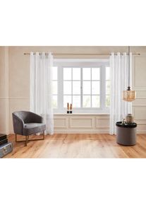 Gardine »Mila« Ösen 1 Stk. tlg. mit Wellenmuster bestickt, monochrom , weiss , my home , Obermaterial: 100% Polyester