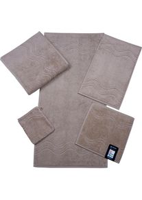 Waschhandschuh »Cashmere feeling« mit Wellen-Bordüre , braun , Ross , Obermaterial: 100% Baumwolle