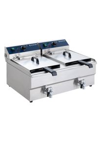 Gastro Elektro-Doppel-Fritteuse ECO 13+13 Liter mit Ablasshahn, 2x 5000 W, 400 V / Friteuse