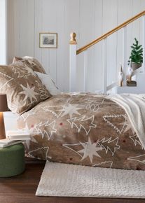 Bettw&auml;sche mit Tannenb&auml;umen in beige, 135x200 cm, 100% Baumwolle, bonprix