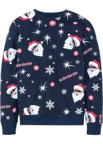 innen weich angerautes Sweatshirt mit Weihnachtsmotiv in blau, Grösse 44/46 (S), bonprix