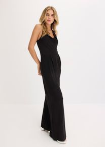 Jumpsuit mit Wasserfallausschnitt in schwarz, Gr&ouml;sse 44/46 (L), bonprix
