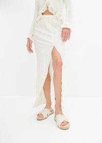 Jupe longue à fente en blanc, Taille 36, Couleur/Motif: blanc cassé, bonprix
