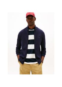 Tommy Hilfiger , Strickjacke »ESSENTIAL COTTON ZIP THRU« mit Logostickerei , blau , Strickjacke von TOMMY HILFIGER
