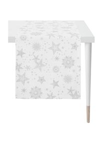 Apelt, Apelt Tischl&auml;ufer &raquo;9602 CHRISTMAS ELEGANCE, Weihnachtsdeko, Weihnachten&laquo; Lurex-Jacquardgewebe, wei&szlig;, silberfarben, Polyester, Viskose, 1 Stk.