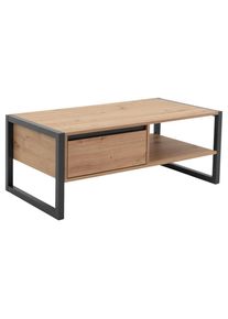Mid.you Couchtisch , Anthrazit, Eichefarben , Holzwerkstoff , 1 Schublade(n) Schubladen , rechteckig , Kufe , 55x40x100 cm , Wohnzimmer, Wohnzimmertische, Couchtische, Couchtische eckig