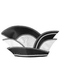 maskworld Cappello da giullare – paisley nero-argento con pietre decorative
