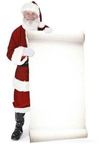 Présentoir en carton du Père Noël avec une grande liste de souhaits 1,8 m