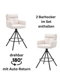 Barhocker »Sofia« Set, 2 Stk. tlg. Komfortsitzhöhe 70 cm, 180°drehbar Auto Return funktion , schwarz , Stolkom