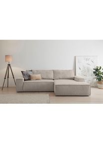 Ecksofa »SHERWOOD Schlafsofa 267 cm, L-Form,« Schlaffunktion mit Bettkasten (210x136 cm), Cord, Vintage, Samtvelours , Home Affaire
