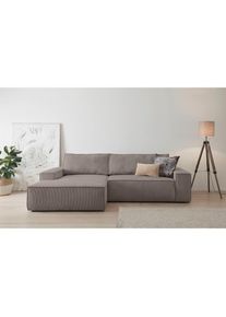 Ecksofa »SHERWOOD Schlafsofa 267 cm, L-Form,« Schlaffunktion mit Bettkasten (210x136 cm), Cord, Vintage, Samtvelours , Home Affaire