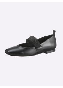 Heine Witt Damen Ballerina, schwarz, Größe 41, 100% Rindsleder
