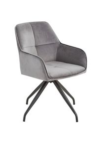 Livetastic Armlehnstuhl , Grau, Schwarz , Holz, Metall, Textil , Pappel , Sperrholz , Drehkreuz , 57x83.5x60 cm , Sitzfl&auml;che 360&deg; drehbar , Esszimmer, St&uuml;hle, Polsterst&uuml;hle