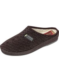 Herren Pantoffel mit Schurwolle im Flor braun