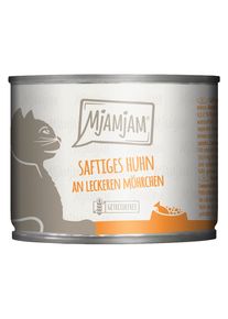 24x 200g saftiges Huhn an leckeren Möhrchen MjAMjAM Nassfutter für Katzen