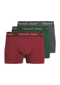 Jack & Jones JACK & JONES, Hommes Boxers 'JACNORREBRO', gris / vert fonc&eacute; / rouge