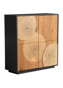 Xora Kommode , Schwarz, Eichefarben , Holzwerkstoff , 4 Fächer , 110x115.5x40 cm , Bsci , stehend , Kleinmöbel, Kommoden, Kommoden