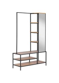 Mid.you Garderobe , Naturfarben, Schwarz , Metall, Glas, Holzwerkstoff , 7 F&auml;cher , 110x177x40 cm , Garderobe, Garderobensets & -serien, Garderoben-Sets