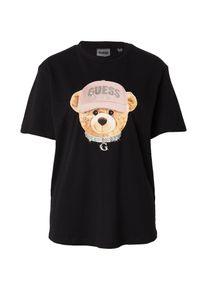 GUESS T-Shirt 'TEDDY BEAR HAT' Damen, beige / grau / altrosa / schwarz, Größe XS