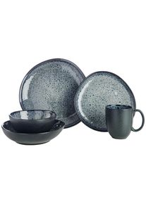 Novel Kombiservice , Grau , Keramik , 10-teilig , Farbverlauf , 390 ml,725 ml , Lfgb, Handmade Quality , lebensmittelecht , Geschirr, Geschirr-Sets, Kombiservice