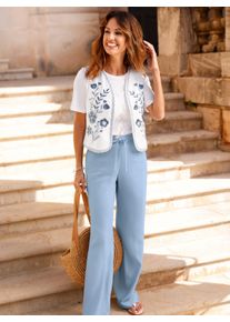 WITT Damen Jeansweste mit Hakenverschluss, wei&szlig;-bleu-gemustert, Gr&ouml;&szlig;e 46, 100% Baumwolle