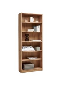 CARRYHOME Regal , Eiche Artisan , Holzwerkstoff , 5 F&auml;cher , 80x199.2x28 cm , stehend , Wohnzimmer, Regale, B&uuml;cherregale