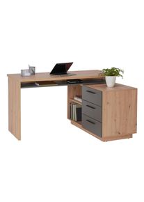Xora Schreibtischkombination , Anthrazit, Eiche Artisan , Holzwerkstoff , 1 F&auml;cher , 105x75x138 cm , seitenverkehrt montierbar , B&uuml;rom&ouml;bel, Schreibtische, Schreibtischkombination