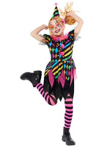 Amscan Neon Horror Clownin Mädchenkostüm